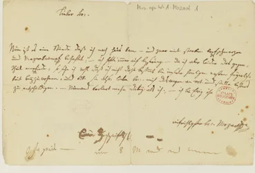 Brief von Mozart an einen Freimaurer, Januar 1786